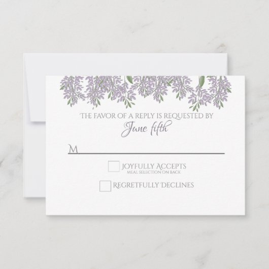 Malte Wisteria Wedding RSVP mit Wahlmöglichkeit (Vorderseite)
