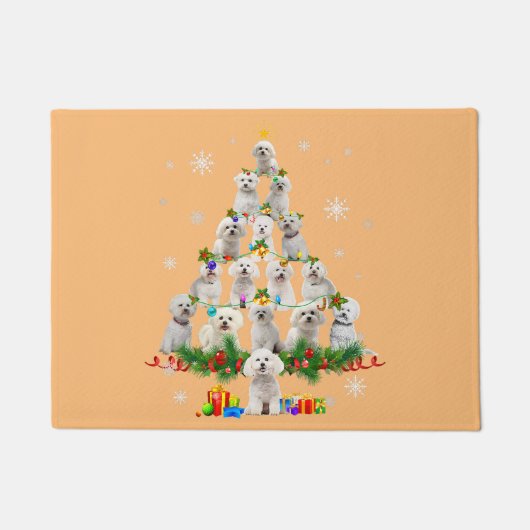 Maltehund Weihnachtsbaumlichter Weihnachtshund Fußmatte (Vorderseite)