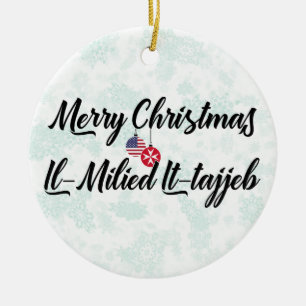 Maltese American Bilingual Holiday Decoration Keramik Ornament