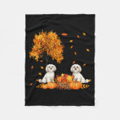 Maltese Autumn Leaf Fall Dog Lover Halloween Thank Fleecedecke (Vorderseite)