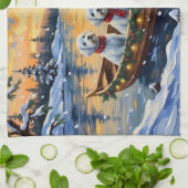 Maltese Christmas Boat Holiday Geschirrtuch (Gefaltet)