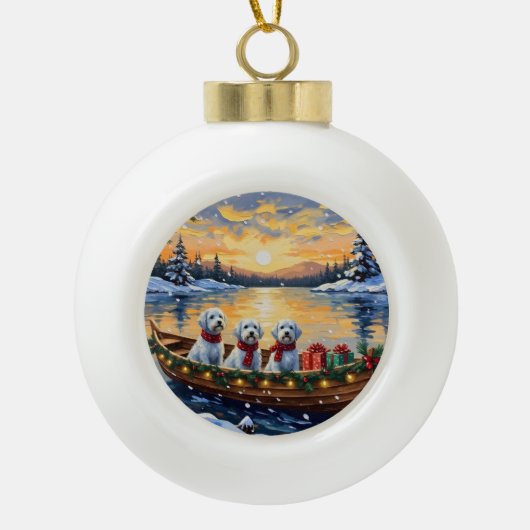 Maltese Christmas Boat Holiday Keramik Kugel-Ornament (Vorderseite)