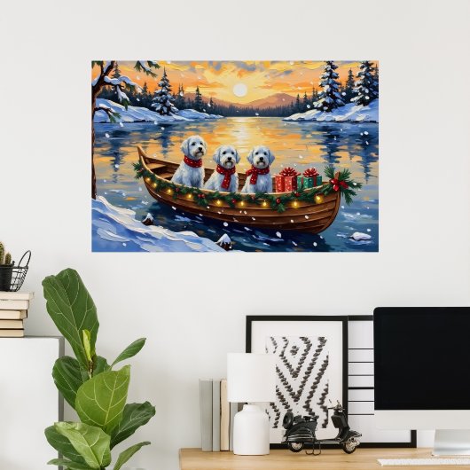 Maltese Christmas Boat Holiday Poster (Heimbüro)