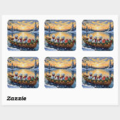 Maltese Christmas Boat Holiday Quadratischer Aufkleber (Blatt)