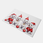 Maltese Christmas Dress Santa Hat Fußmatte (Schrägansicht)