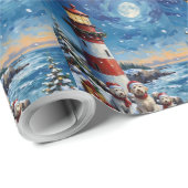 Maltese Christmas Lighthouse Holiday Geschenkpapier (Rolleneckpunkt)