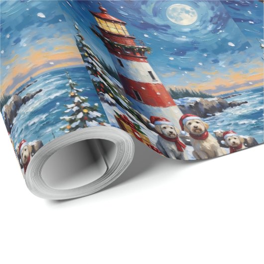 Maltese Christmas Lighthouse Holiday Geschenkpapier (Rolleneckpunkt)