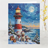 Maltese Christmas Lighthouse Holiday Karte (Gelbe Blume)