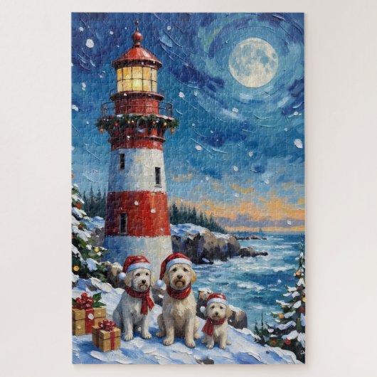 Maltese Christmas Lighthouse Holiday Puzzle (Vertikal)