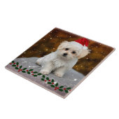 Maltese Christmas Puppy Fliese (Seite)