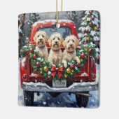 Maltese Christmas Red Truck Holiday Keramikornament (Links)