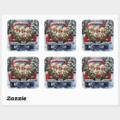 Maltese Christmas Red Truck Holiday Quadratischer Aufkleber (Blatt)
