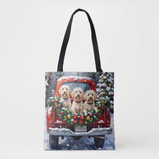 Maltese Christmas Red Truck Holiday Tasche (Vorderseite)