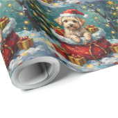 Maltese Christmas Santa Bag Adventure Geschenkpapier (Rolleneckpunkt)