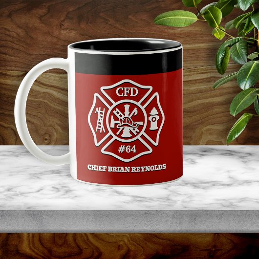Maltese Cross Personalized Firefighter Zweifarbige Tasse