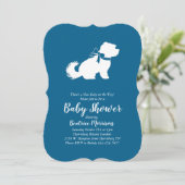 Maltese Dog Baby Shower Blue Boy Einladung (Stehend Vorderseite)