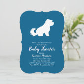 Maltese Dog Baby Shower Blue Boy Einladung (Stehend Vorderseite)