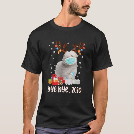 Maltese Dog Bye Bye 2020 Christmas Santa Dog Wear T-Shirt (Vorderseite)