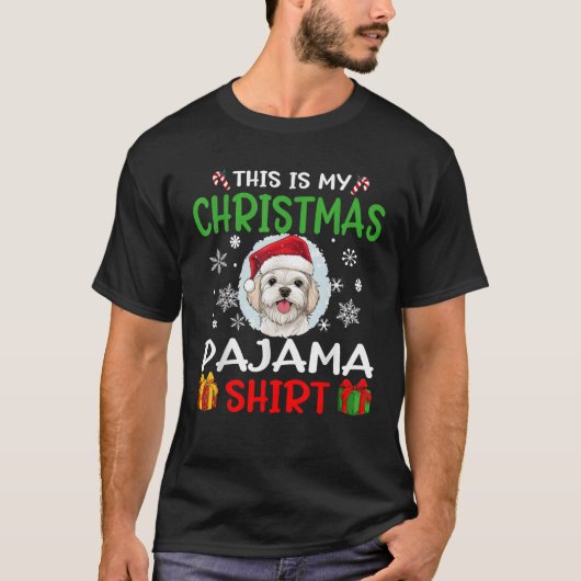 Maltese Dog Christmas Pajama Merry X mas T-Shirt (Vorderseite)