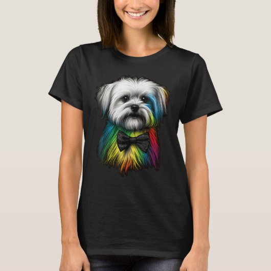 Maltese dog Gay Pride LGBT Rainbow Flag on Maltese T-Shirt (Vorderseite)
