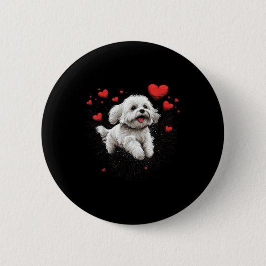 Maltese Dog Love Heart For Valentines Day Maltese Button (Vorderseite)