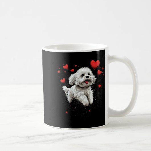 Maltese Dog Love Heart For Valentines Day Maltese Kaffeetasse (Rechts)
