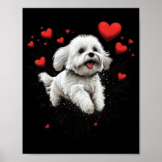 Maltese Dog Love Heart For Valentines Day Maltese Poster (Vorne)
