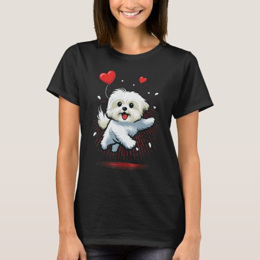 Maltese dog Love Heart for Valentines Day Maltese  T-Shirt (Vorderseite)