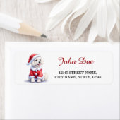 Maltese Dog Santa Coat Christmas Return Address (Insitu)