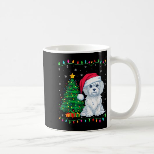 Maltese Dog Santa Hat Men Women Kids Christmas Tre Kaffeetasse (Rechts)