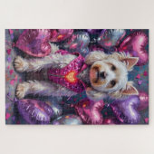 Maltese Dog Valentine's Day Flashing Heart Vest Puzzle (Horizontal)