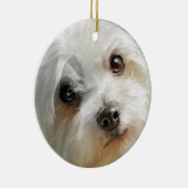 Maltese dog watercolor portrait keramik ornament (Rechts)