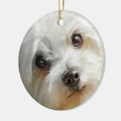 Maltese dog watercolor portrait keramik ornament (Links)