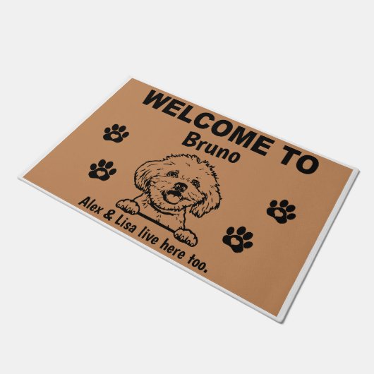 Maltese Dog Welcome Home Personalized Custom Fußmatte (Schrägansicht)