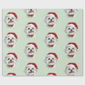 Maltese Dog with Santa Hat Geschenkpapier (Flach)