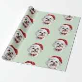 Maltese Dog with Santa Hat Geschenkpapier (Ungerollt)