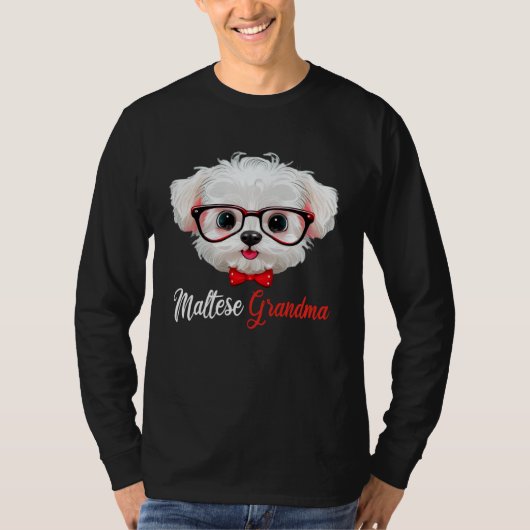 Maltese Grandma Headband Glasses T-Shirt (Vorderseite)