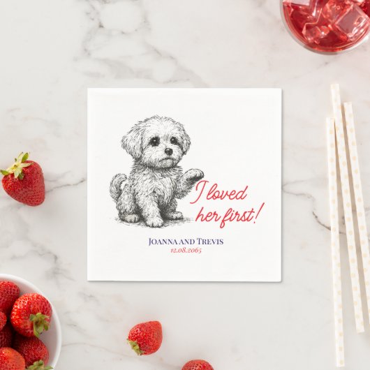Maltese-Hund-Illustration Hochzeit  Serviette (Beispiel)