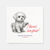 Maltese-Hund-Illustration Hochzeit  Serviette (Vorderseite)