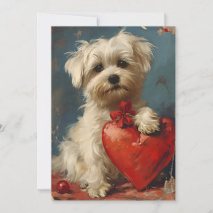 Maltese Hund Vintage Valentinstag  Feiertagskarte