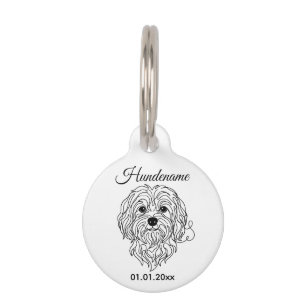 Maltese Minimalist Line Art Personalized Tag Haustiermarke