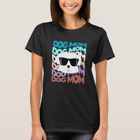 Maltese Mom Cool Retro Dog Mom T-Shirt (Vorderseite)