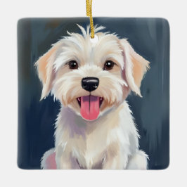 Maltese Puppy | White Dog Painting Keramikornament