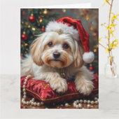Maltese Royal Christmas Crimson Hat Karte (Gelbe Blume)