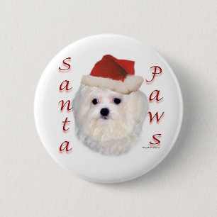 Maltese Santa Paws Button