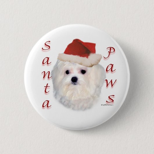 Maltese Santa Paws Button (Vorderseite)