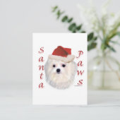Maltese Santa Paws Feiertagspostkarte (Stehend Vorderseite)