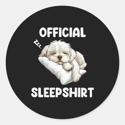 Maltese-Schlafshirt Süße Hundliebhaber-Pyjama-Schl Runder Aufkleber (Vorderseite)