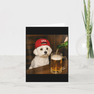 Maltese Trinkt Bier Hunde Liebhaber Lustige Grafik Karte