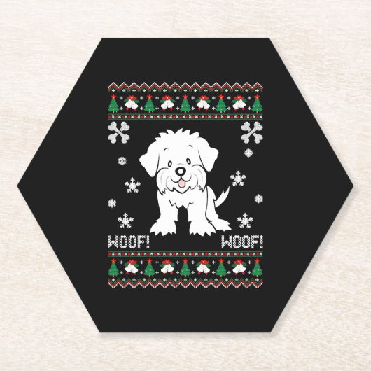 Maltese Ugly Christmas Sweater Untersetzer (Vorderseite)